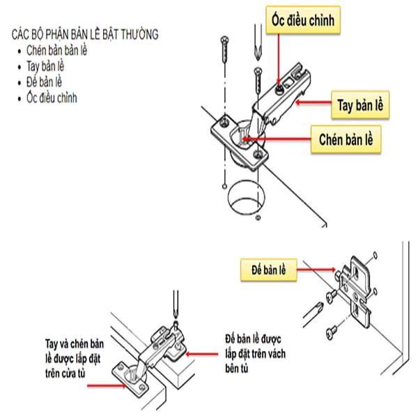 Bản lề bật hơi cao cấp có giảm chấn dùng cho cửa tủ gỗ