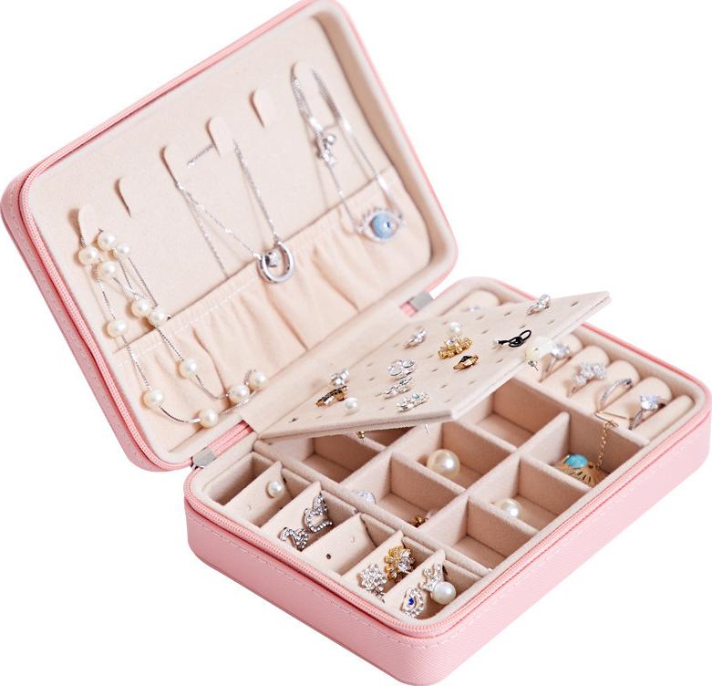 Hộp đựng trang sức 2 tầng Bọc Da PU chống thấm nước 17x12x5cm Cao Cấp