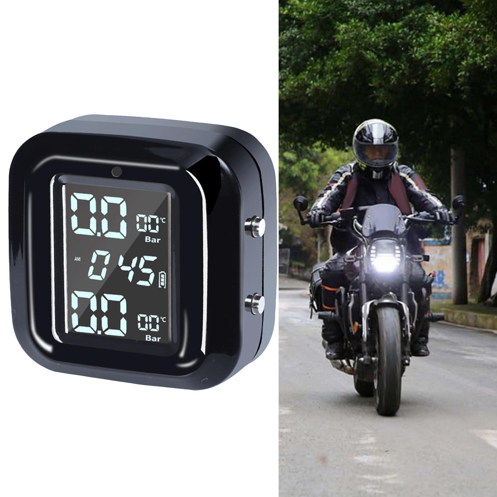 Wireless Motorcycle TPMS USB Solar Charging Tyre Temperature LCD Digital Display Tire Pressure Monitoring System High Accurancy 0 - 4 Bar