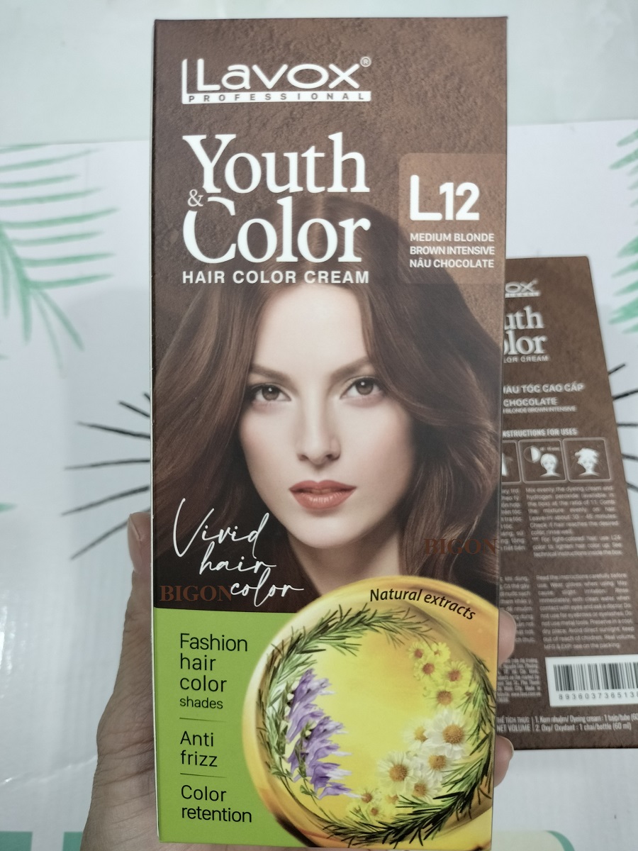 (Nâu Chocolate) Kem Nhuộm Tóc Màu Thời Trang Lavox Youth&Color L12 - Màu Nâu Chocolate