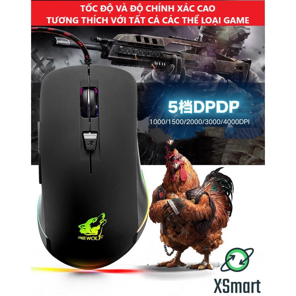 CHUỘT GAMING XSmart FREE WOLF V6 Premium LED RGB, Nhiều Chế Độ Led Khác Nhau, Chơi Mọi Tựa Game Trên Máy Tính, PC, Laptop - Hàng Chính Hãng