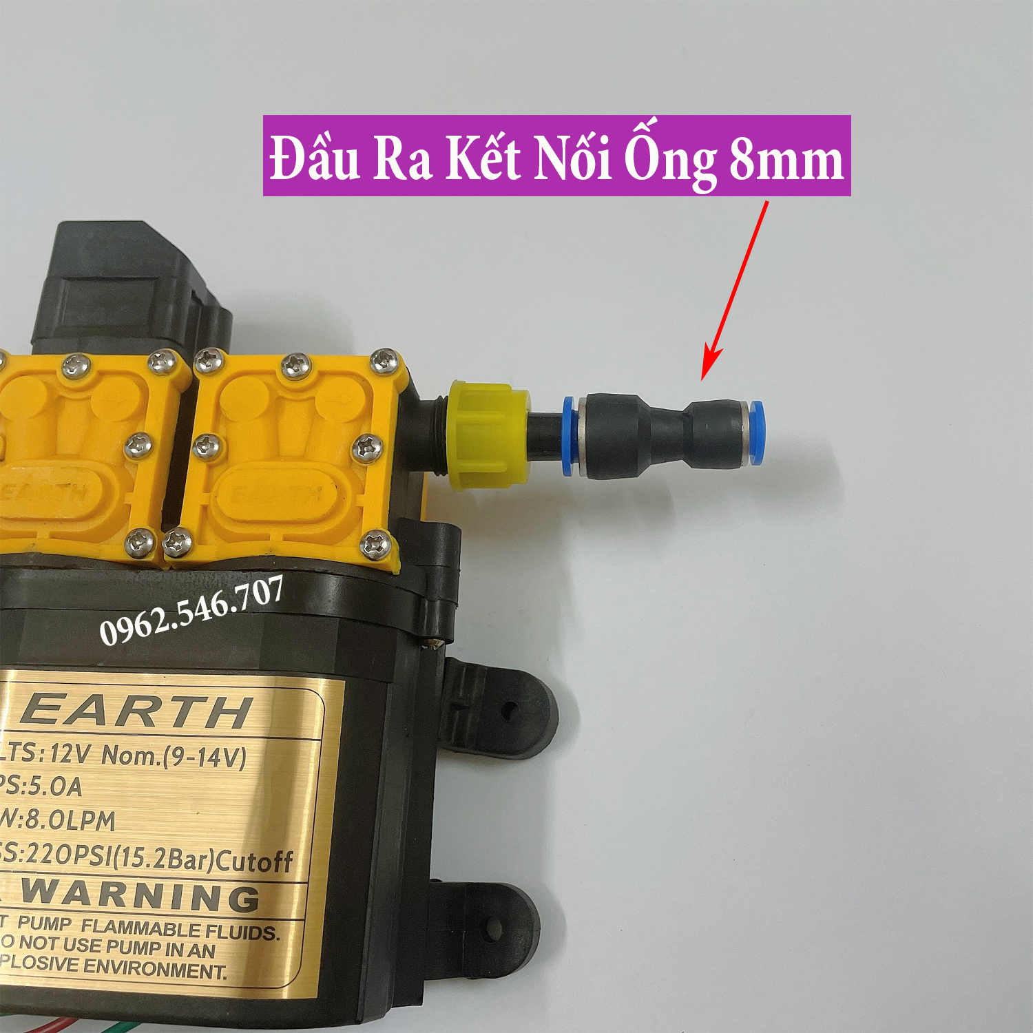 Máy bơm đôi 12V áp lực cao kèm nguồn adapter Sử dụng làm bộ phun sương tưới cây bộ rửa xe mini