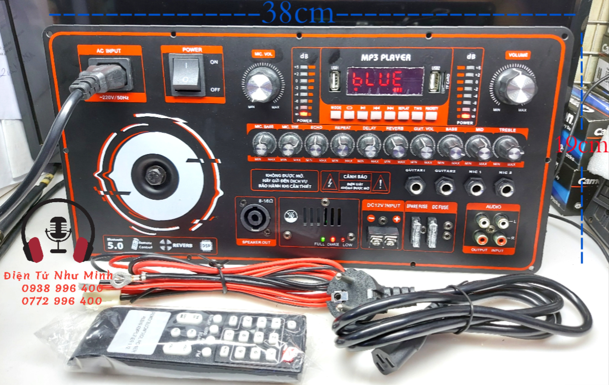 Mạch Loa kéo thế hệ mới 2022 DSP He200 Kích Thước 19cmx38cm - dùng cho thùng bass đôi / đơn 4 tấc