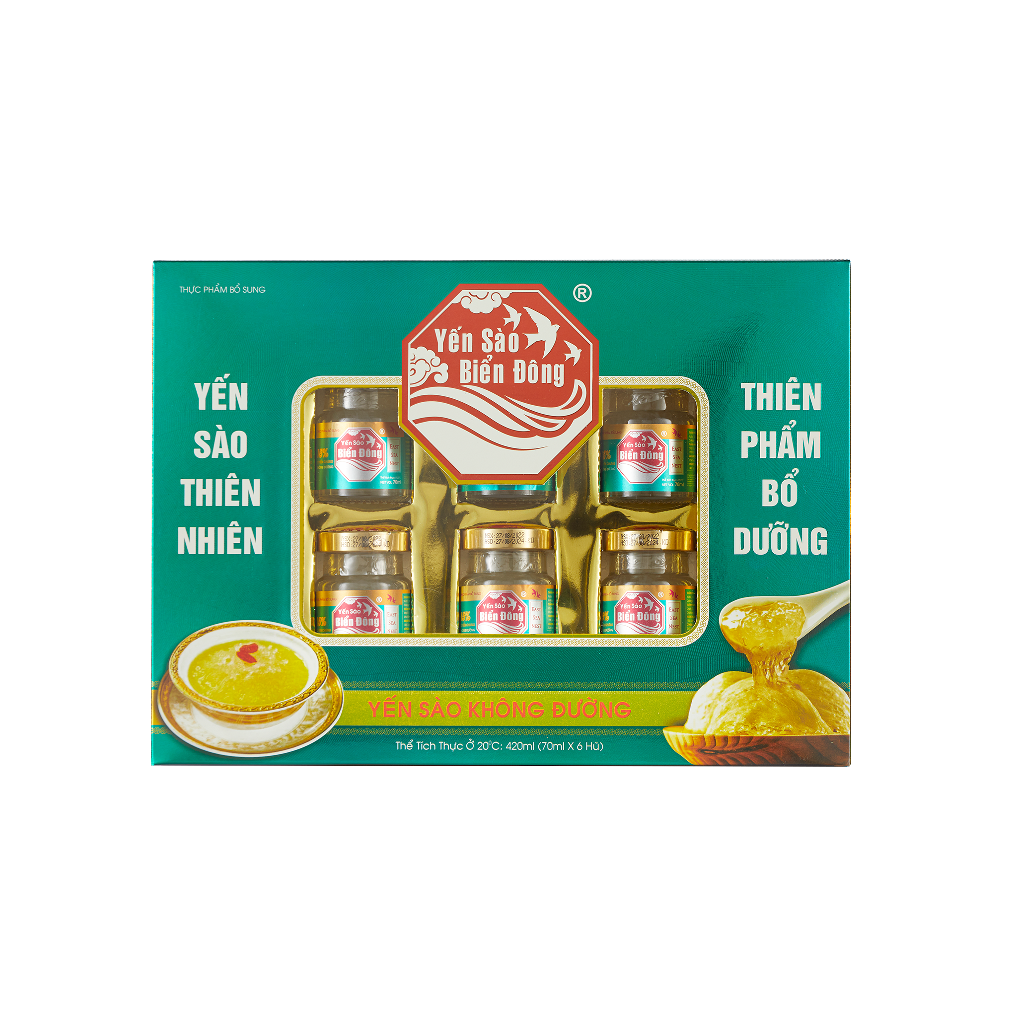 Yến Chưng Sẵn Không Đường YẾN SÀO EAST SEA NEST 15% Tổ Yến - Hộp 6 hũ x 70ml
