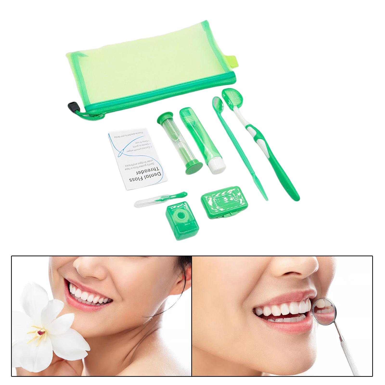 8Pcs  Care Kit Mouth Mirror Waxing Hourglass Timer  Cleaning Green