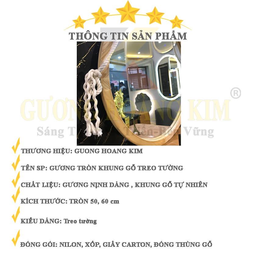 Gương treo tường khung gỗ tròn dây thừng viền gỗ kiểu tự nhiên guonghoangkim KG-0005