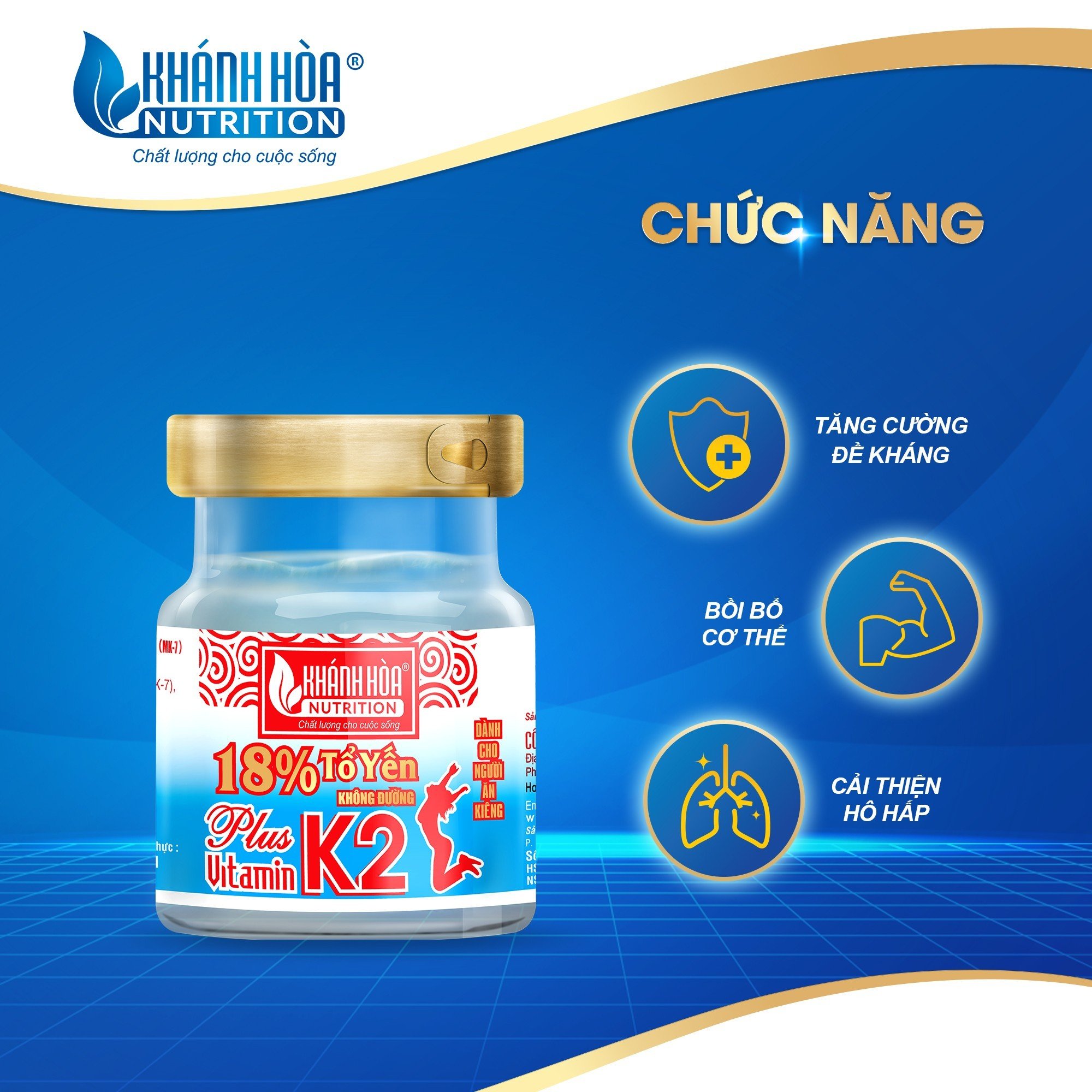 Tổ Yến 18% Không Đường Bổ Sung Vitamin K2 Dành Cho Người Ăn Kiêng Khánh Hòa Nutrition – Lọ 70ml