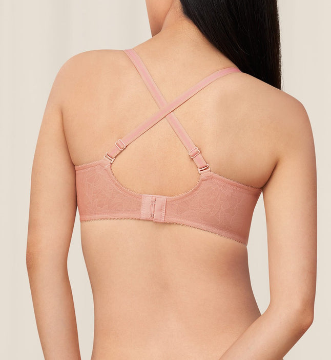 Áo lót nữ nâng ngực mút mỏng có gọng Triumph Pure Invisible Lace WHP E003401 vải gấm hoa, bản lưng to giúp nâng đẩy và định hình ngực tối đa