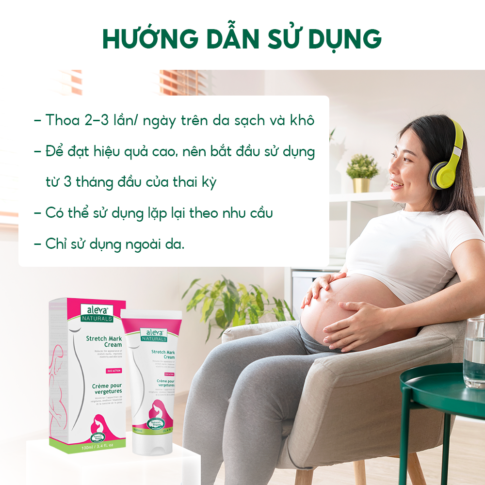 Kem dưỡng ẩm, làm giảm và ngăn ngừa rạn da cho mẹ bầu Aleva Naturals (tuýp 100ml)