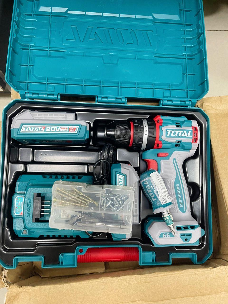 MÁY KHOAN BÚA KHÔNG CHỔI THAN DÙNG PIN LITHIUM-ION 20V 66NM TOTAL TIDLI20668 - HÀNG CHÍNH HÃNG