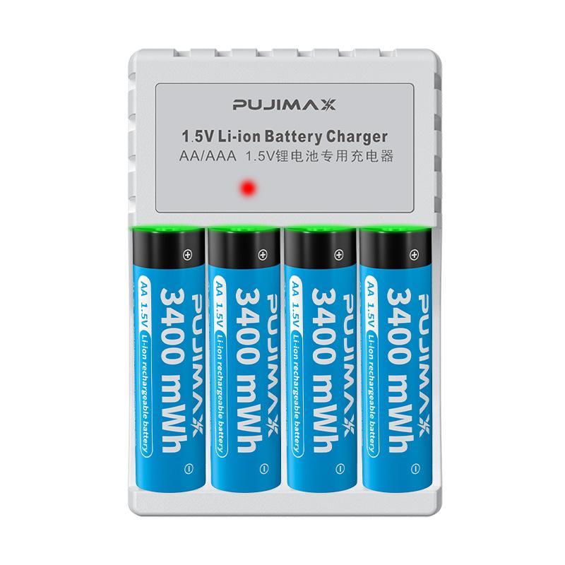 4 khe sạc pin lithium sạc 1.5V cho pin LI-ion có thể sạc lại AA Lithium Pin với màu cáp: Bộ sạc 4-slot