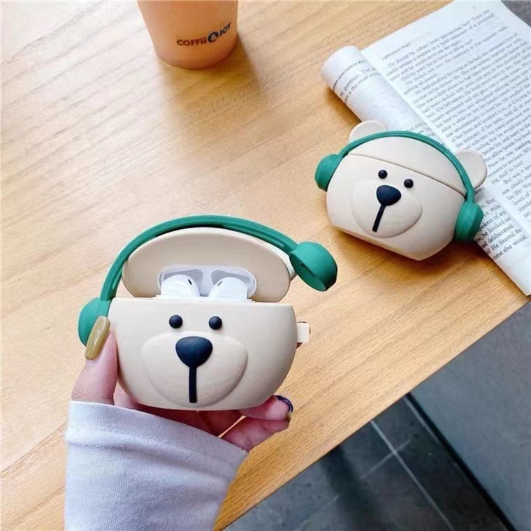 Ốp Tai Nghe Cho Airpods 1/2/Pro Hình Gấu Đeo Tai Nghe Siêu Đẹp, Nhựa Dẻo Bền Bỉ, Chắc Chắn. Hàng Có Sẵn