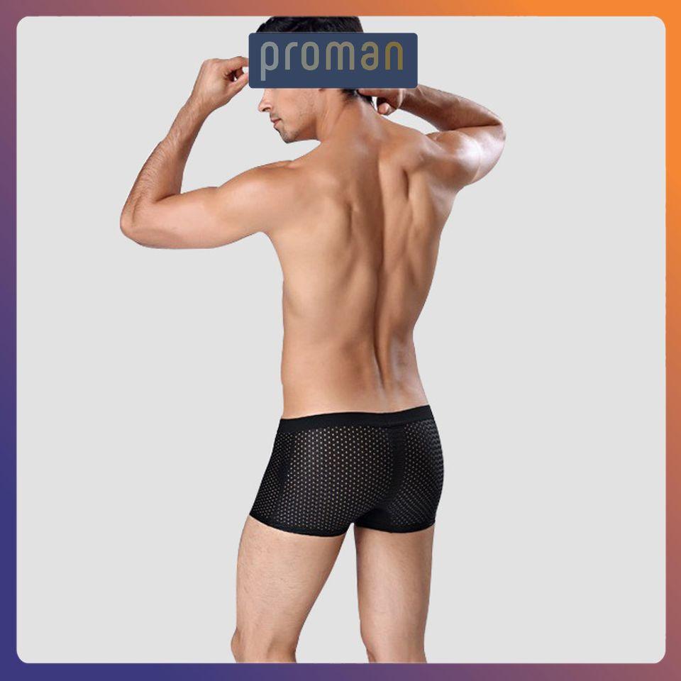 Quần lót nam Boxer thông hơi siêu mát lạnh, Quần sịp đùi nam thông hơi DM siêu dãn ST02 PROMAN