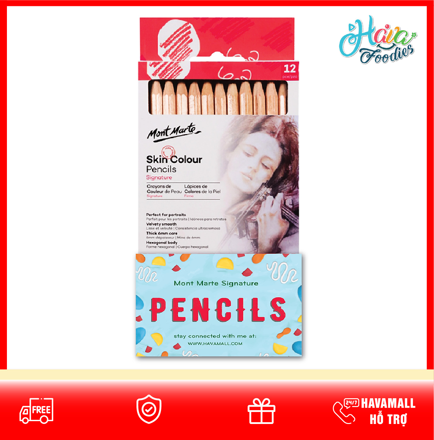 Bộ Bút Chì Màu Skin Colour Pencils 12 Cái – Skin Colours Pencils Mont Marte (Bao Bì Ngẫu Nhiên)