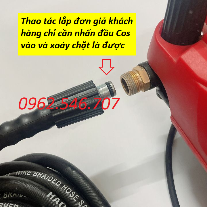 Bộ 10m,15m,20m dây rửa xe lõi thép và súng xịt rửa xe áp lực cao kiểu dài - REN 22mm- ( chọn bộ như hình )