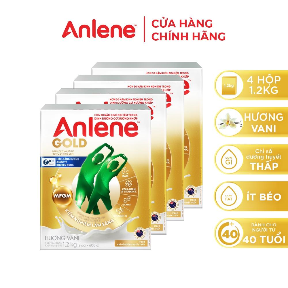 Bao bì mới - Combo 4 Sữa Bột Anlene Gold Hương Vanilla (Hộp Giấy 1,2kg)