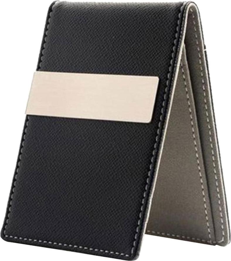 Minimalist Two-tone Color Mens Leather Money Clip Slim Wallets Credit Card