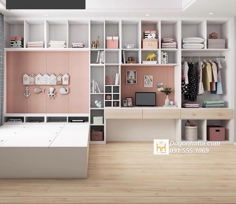 Tủ quần áo kết hợp giá sách và giường ngủ - TA220