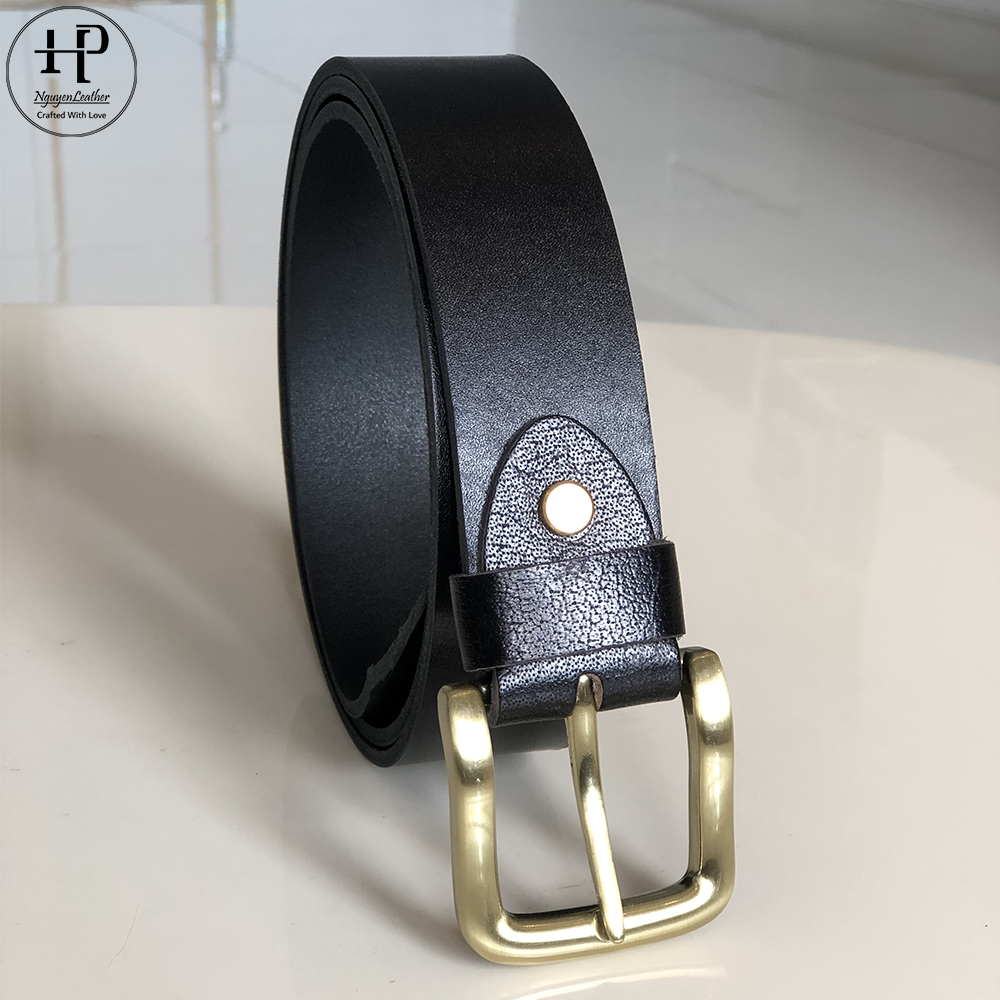 Thắt Lưng Nam Da Bò Một Lớp Bảng Lớn 4cm Cá Tính Khóa Đồng Đúc Nguyên Khối Nguyen Leather