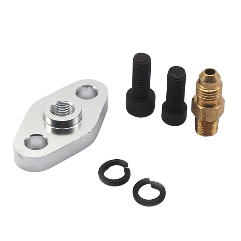 4AN AN4  Oil Drain Feed Inlet Flange Gasket Bolts Kit Adapter T3 T4