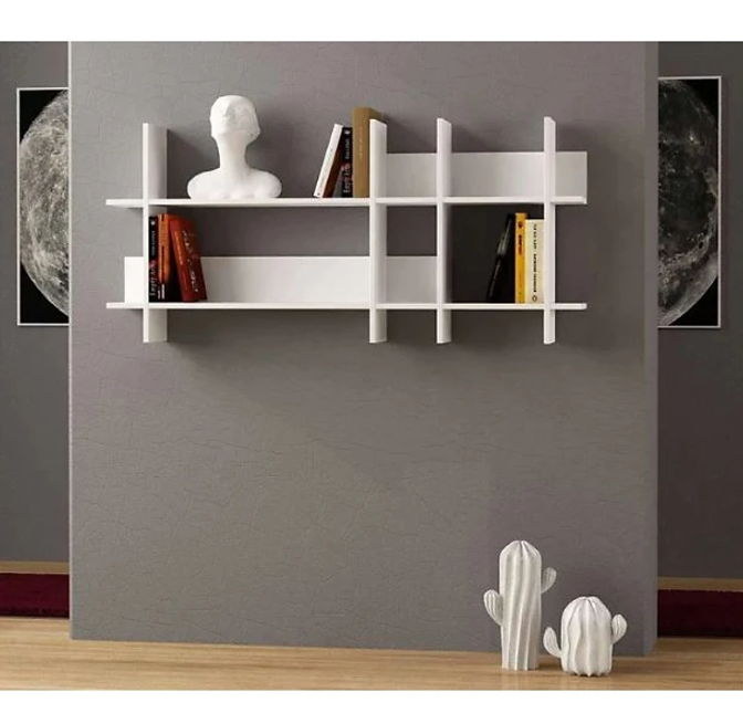 Kệ Để Sách Treo Tường Màu Trắng, Đen Hiện Đại Tundo CTKT417 KT 150x70x22cm