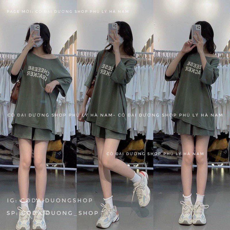 Đồ Bộ Mặc Nhà Thể Thao CHEEESE Vải Cotton Lạnh Mềm Mát Kiểu Dáng Năng Động Dễ Thương Xinh Đep Cá Tính Mới
