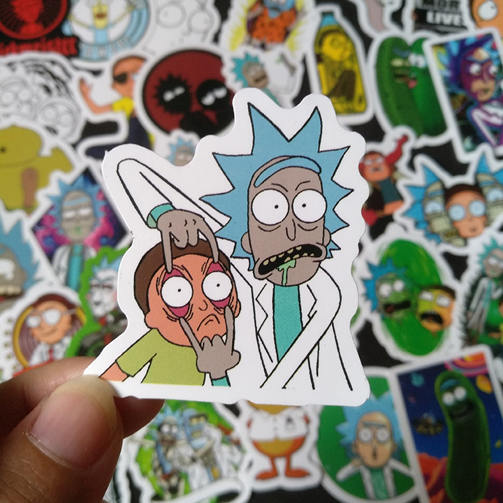 Bộ Sticker dán cao cấp chủ đề RICK AND MORTY - Dùng dán Xe, dán mũ bảo hiểm, dán Laptop...