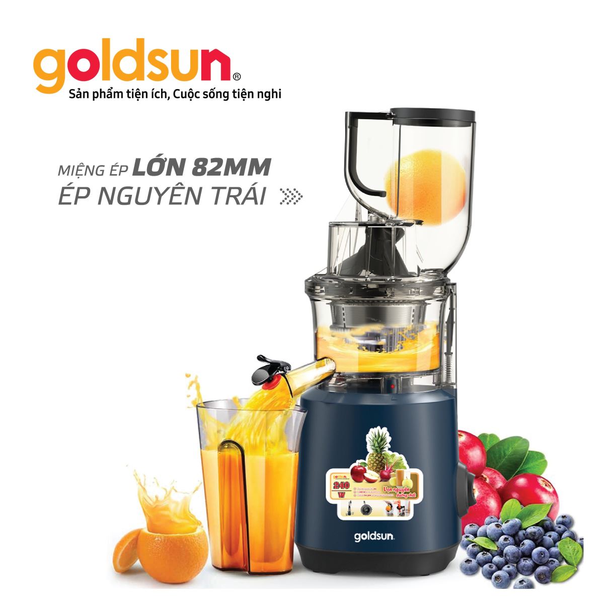 Máy Ép Chậm GOLDSUN GFJ4501, Dung Tích 700Ml, Công Suất 240W - Hàng Chính Hãng