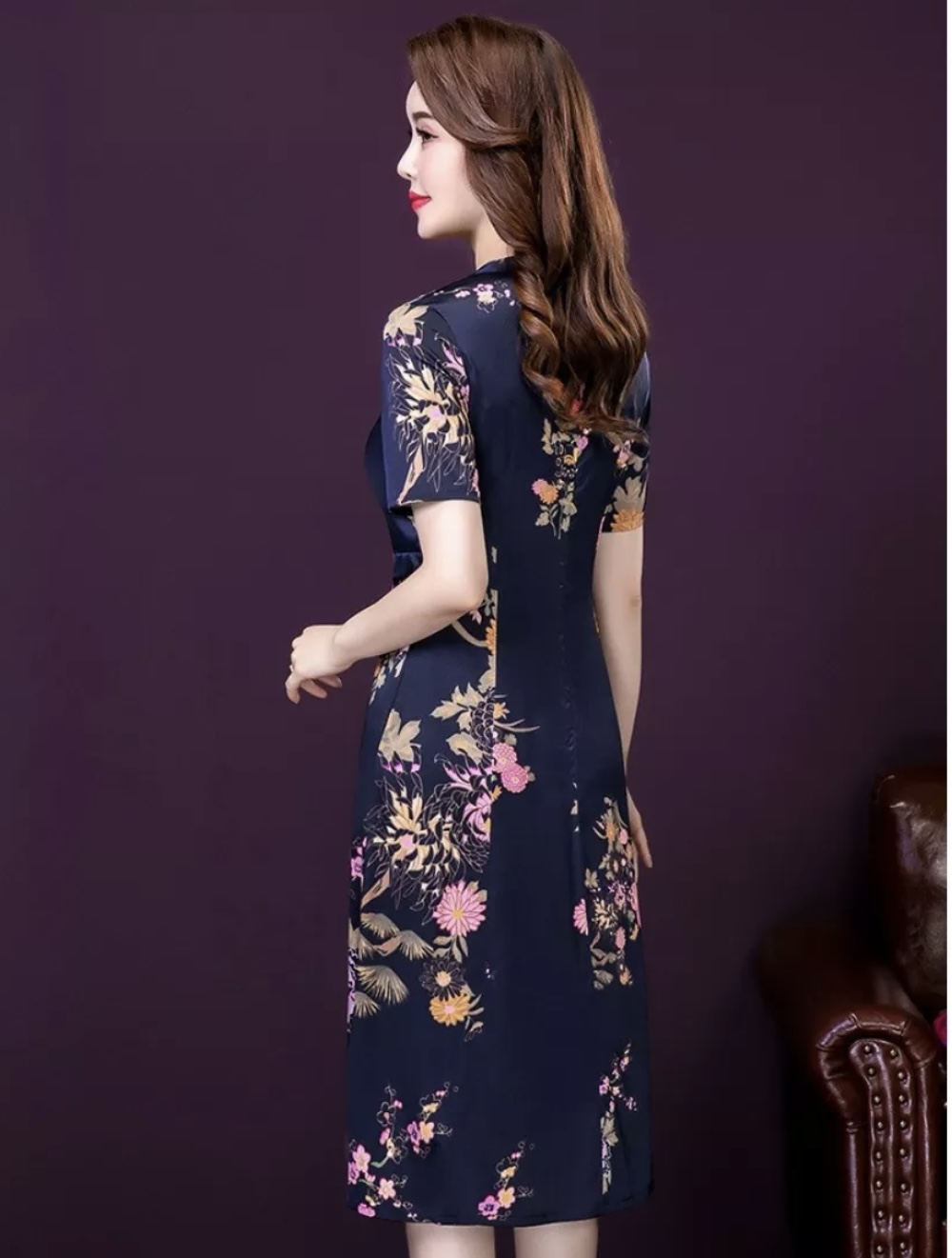 Đầm trung niên dáng suông. Hoạ tiết hoa lá đẹp Nhiều size
