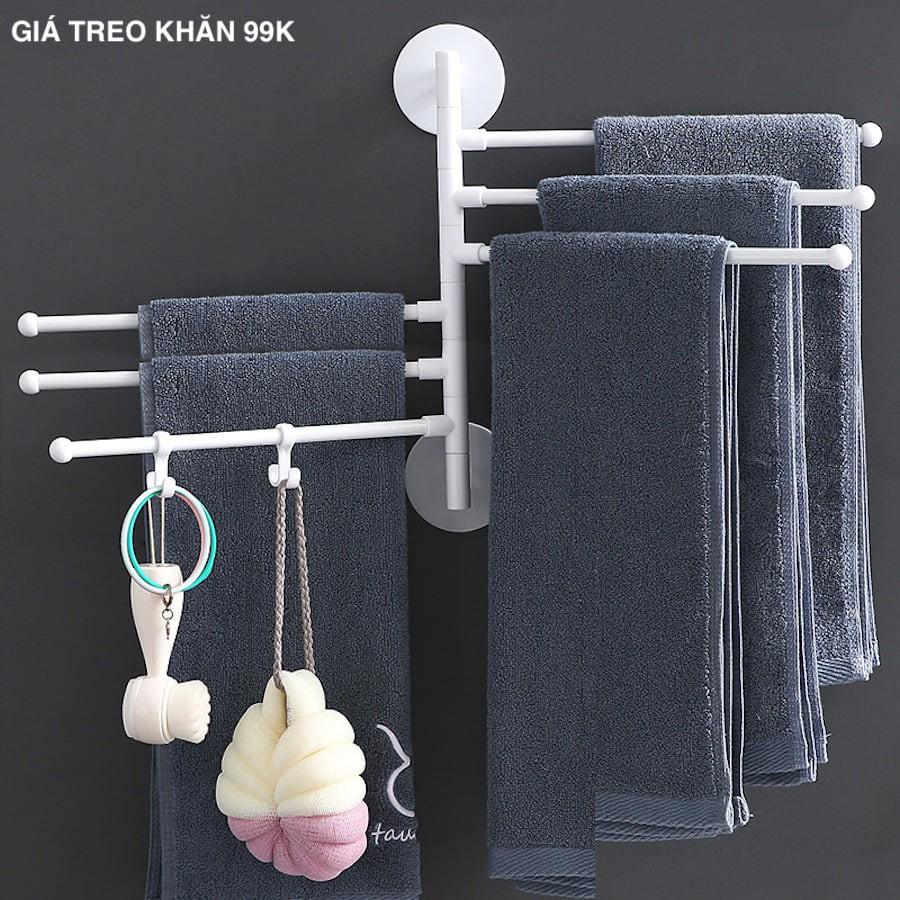 Giá treo khăn nhà tắm - Giá treo khăn mặt 5 nhánh xoay dán tường