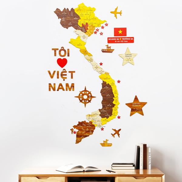Bộ Tranh Xếp Hình Gỗ Bản Đồ Việt Nam - Size S - 60 x 40 cm - Bách Mộc