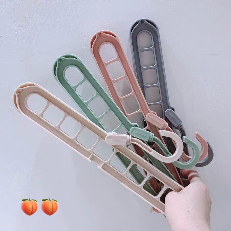Móc treo đồ, móc treo quần áo 9 lỗ tiện dụng, đa năng giúp tiết kiệm tối đa diện tích tủ, dây phơi