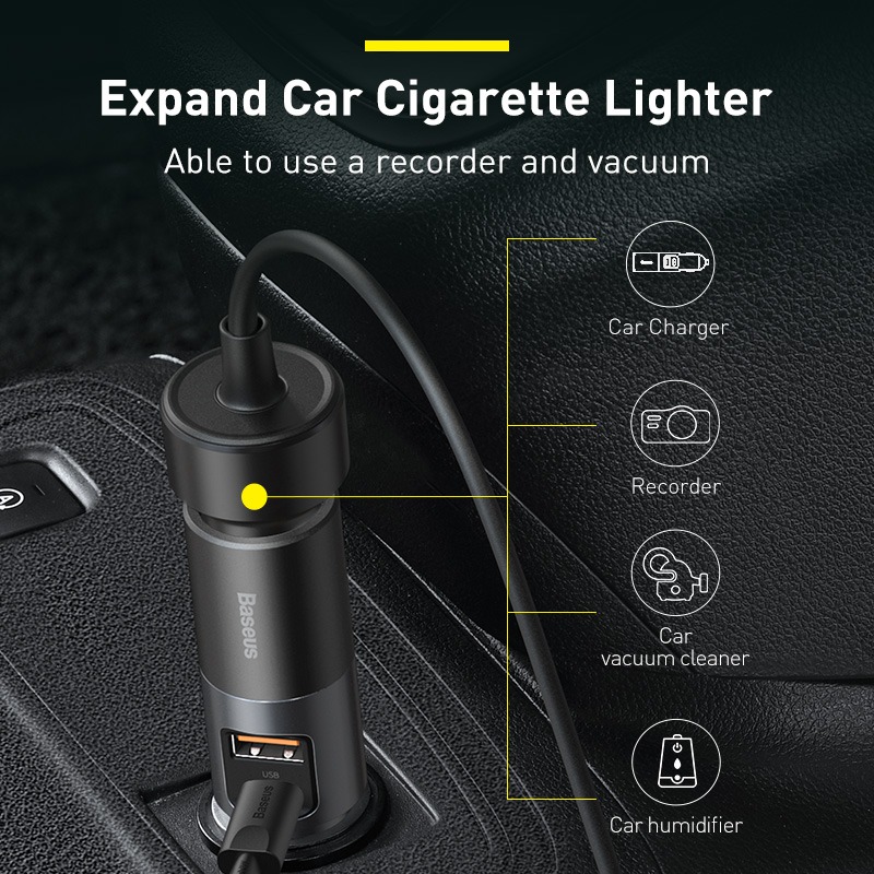 Tẩu sạc nhanh mở rộng 120W Baseus Share Together Fast Charge dùng cho xe hơi - Hàng chính hãng