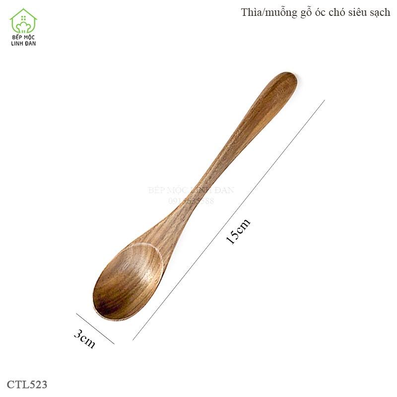 Thìa/muỗng gỗ óc chó siêu nhẹ, không nhuộm tẩy độc hại (CTL523) Size 15cm