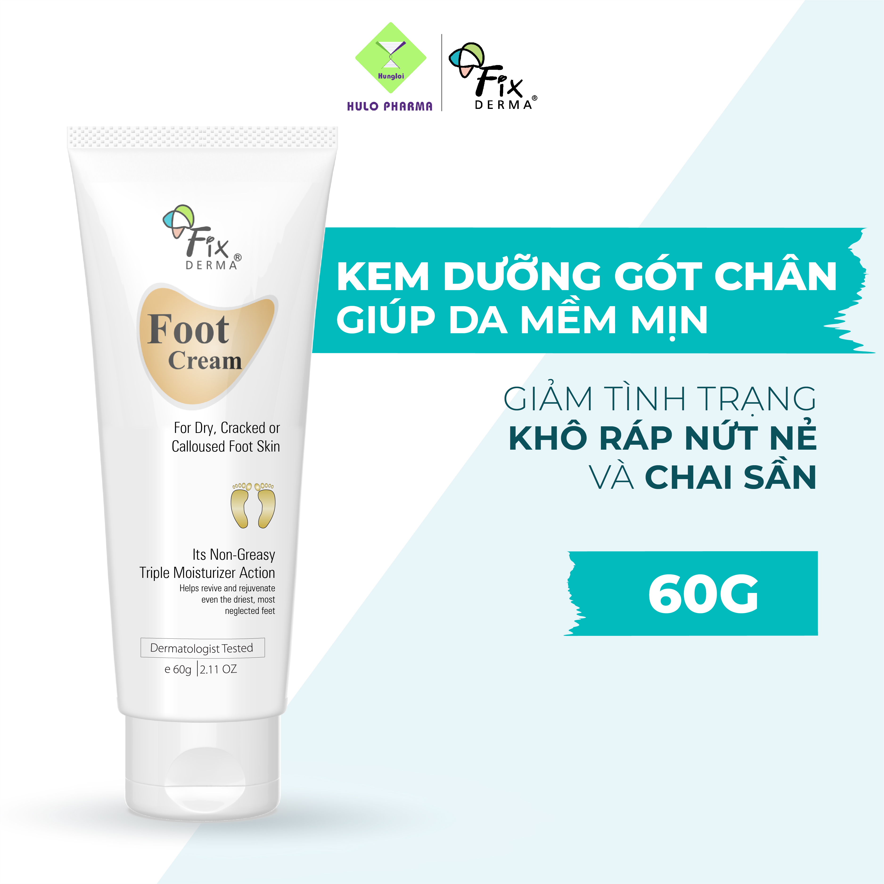 Kem Dưỡng Mềm Mịn, Chống Nứt Nẻ Gót Chân Fixderma Foot Cream - 60gr