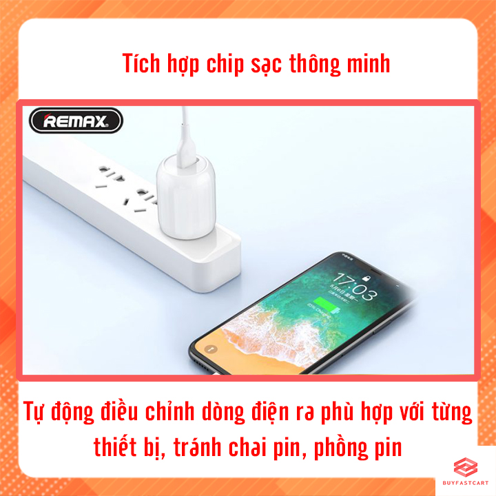 Củ sạc nhanh 18W Remax RP-T11 Màu Trắng - Cổng Ra Type C - Hàng chính hãng