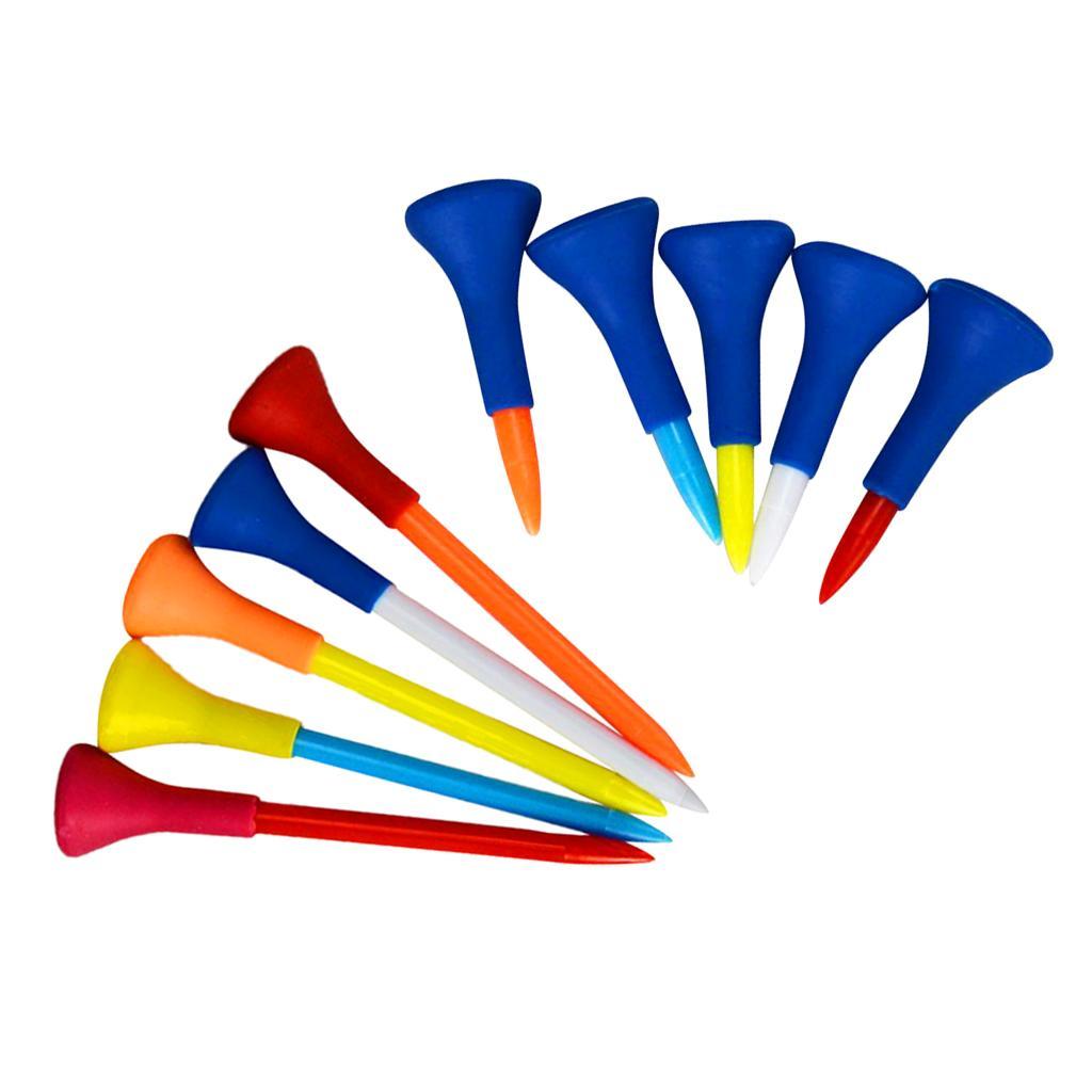 10 Pieces Durable Rubber Cushion Top Golf Tees Random Color 42mm + 83mm