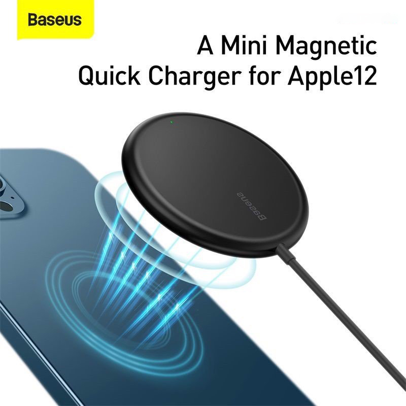 Đế sạc không dây nam châm Baseus Simple Mini Magnetic Wireless Charger dùng cho iPhone 12 Series (15W, Wireless Magsafe Quick charger) - Hàng chính hãng