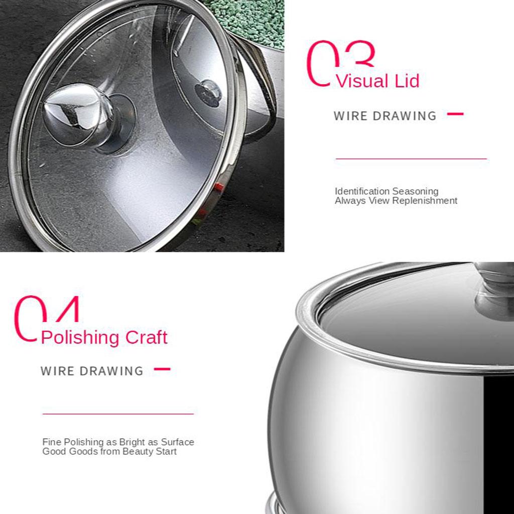 Kitchen 304 Stainless Steel Seasoning Containers Storage Set Spice Jar Rack