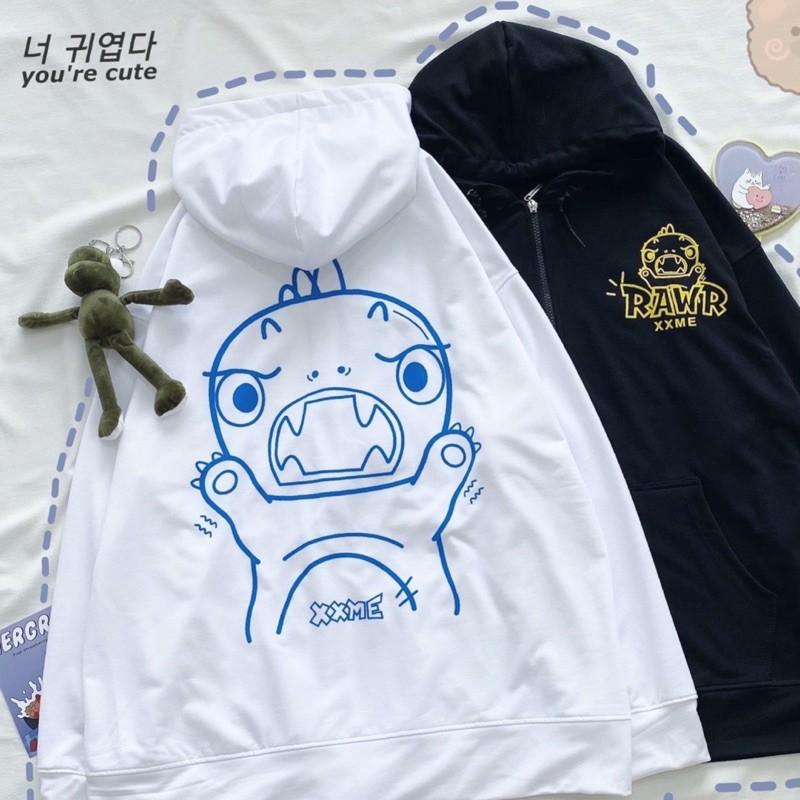 Áo Khoác Nỉ Bông Khủng Long Con Siêu Cute - Form rộng Unisex Nam Nữ Couple