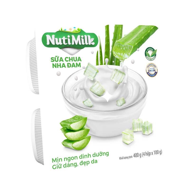 NutiMilk Lốc 4 Hộp Sữa chua Nha Đam L4.NSCNDTI Nutifood