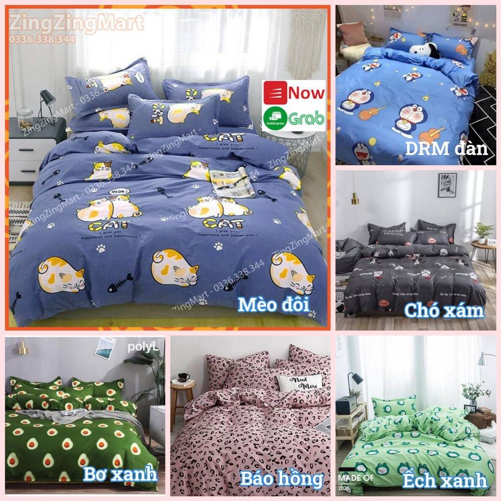 Sét vỏ chăn 5 món m4 Ga gối kèm vỏ gối ôm - Mẫu Tuần lộc xanh