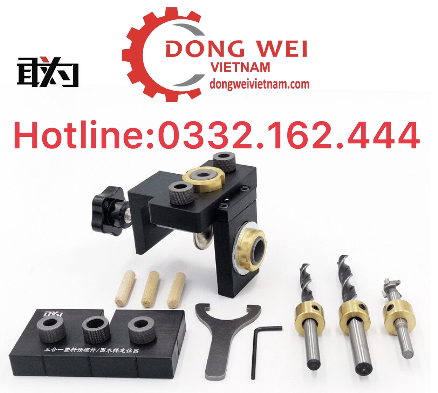 Cữ Khoan Ốc Cam Kết hợp Khoan Chốt Gỗ