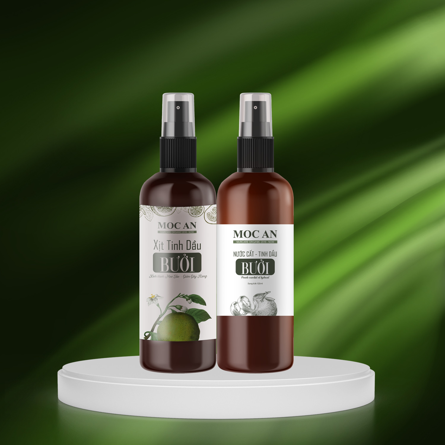 Combo Xịt Tinh Dầu Vỏ Bưởi Da Xanh + Nước Chưng Cất Tinh Dầu Vỏ Bưởi Xanh Mộc Ân Haircare