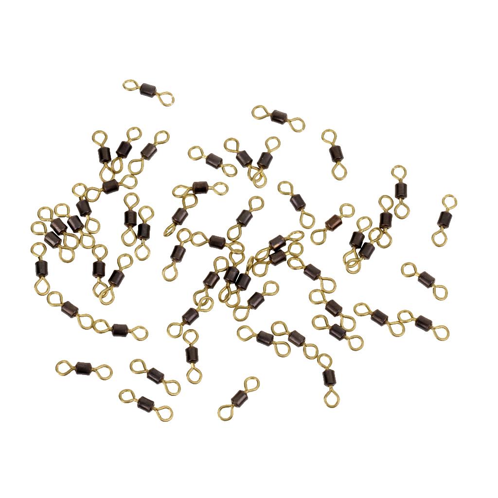 50x Double Color Fishing Rolling Swivel Brass Fishing Tackle Accessories 12#