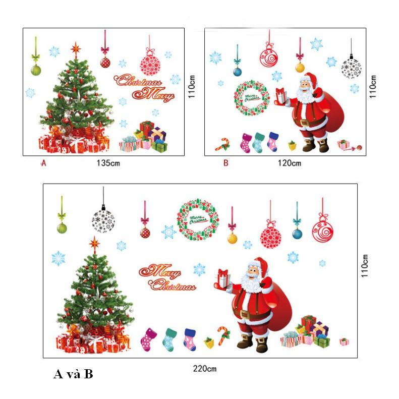 Decal trang trí noel bộ kết hợp size lớn mừng giáng sinh