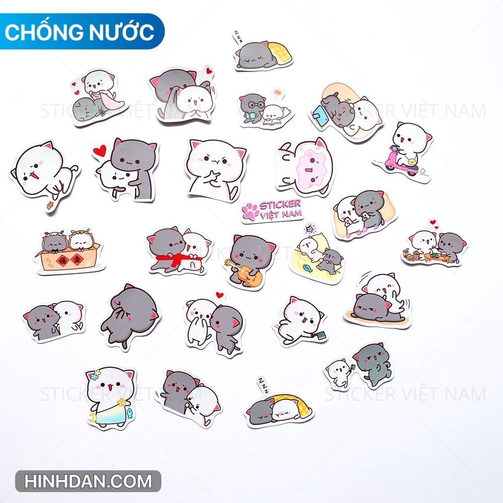 Sticker in hình Mochi - Peach Cat - Dán Trang Trí - Chất Liệu PVC Cán Màng Chất Lượng Cao Chống Nước, Chống Nắng, Không Bong Tróc Phai Màu