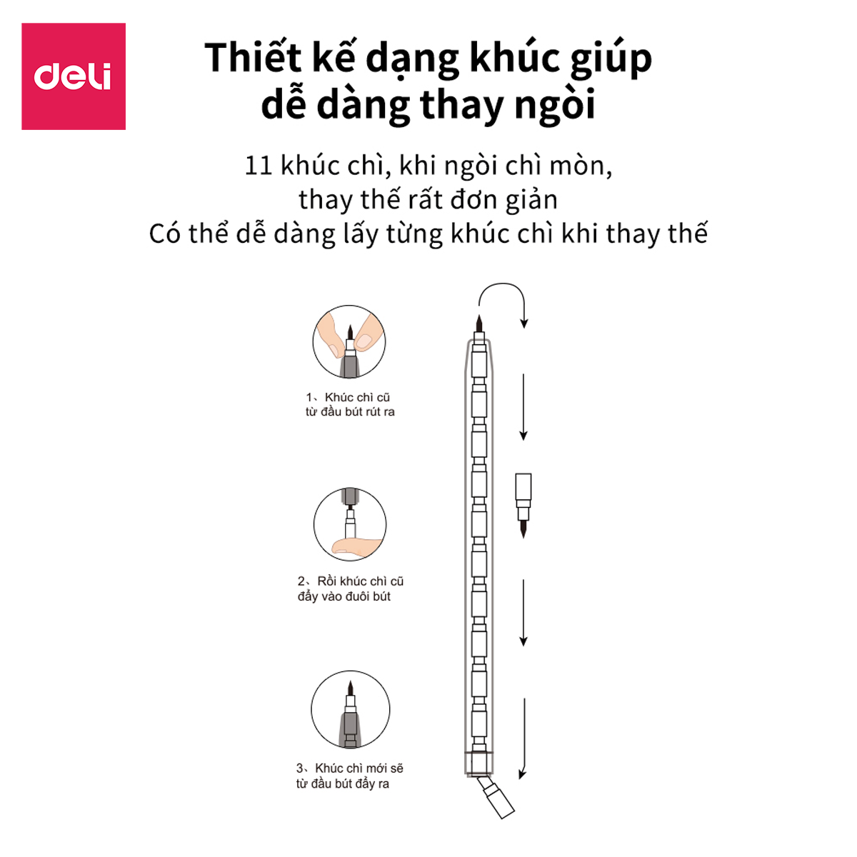 Bút chì khúc 2B Deli – kèm quạt – 1 chiếc - CC091