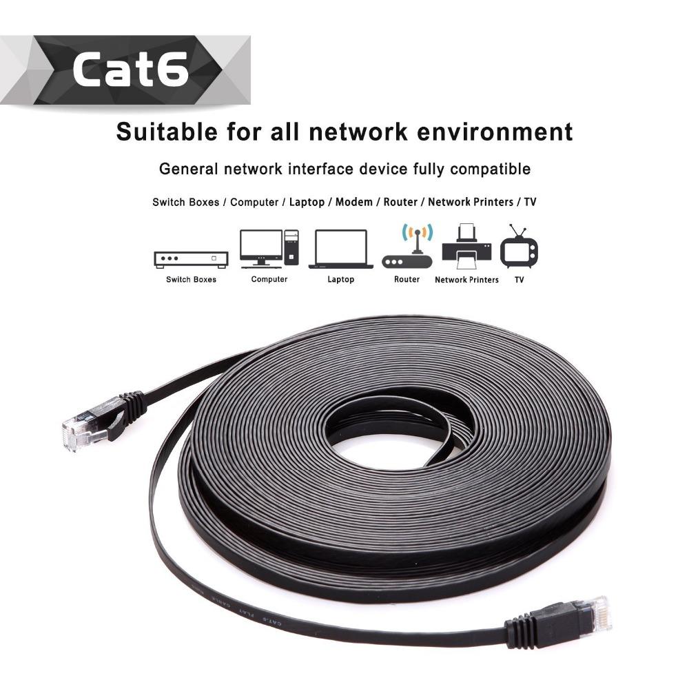 6 gói 15cm 50cm 1m 2m3m5m10m 30m 98FT cáp CAT6 Phẳng UTP Ethernet Mạng RJ45 Miếng Dán LAN cáp màu đen/xanh dương/màu trắng