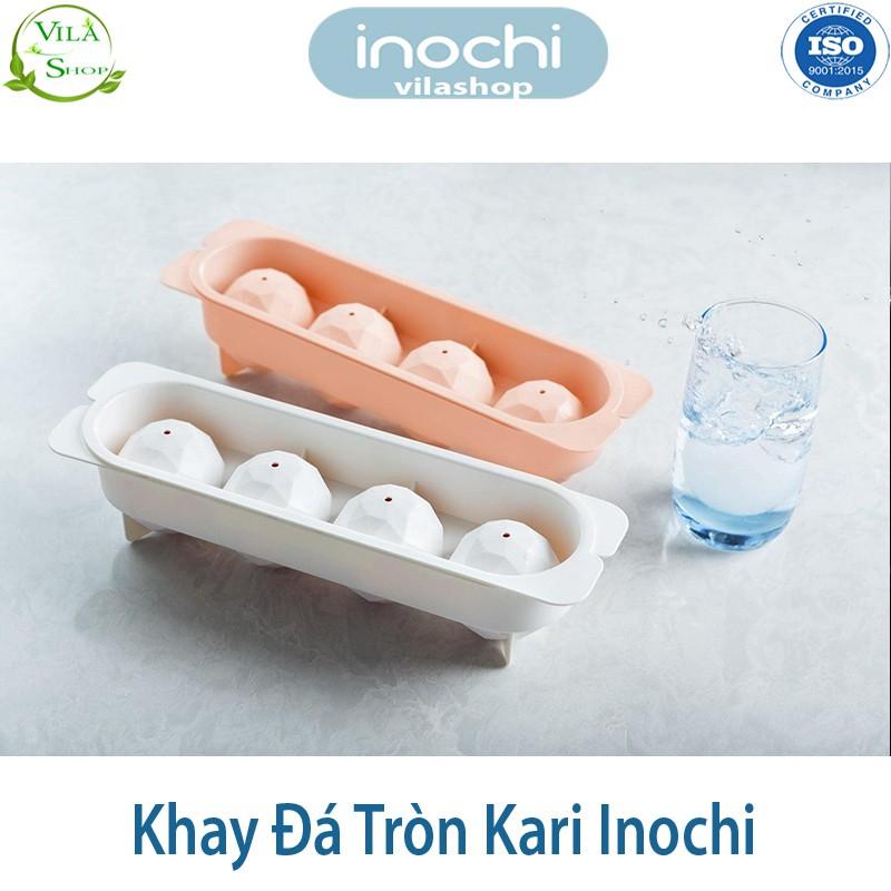 Khay Làm Đá, Khay Làm Thạch Tròn Kari 4 Viên, Nhựa Dẻo Cao Cấp Inochi Kháng Khuẩn - Khử Mùi